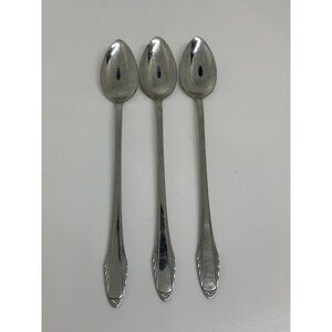 VTG Unknown Brand Set Of 3 Stainless Steel Long Teaspoons for Tea Coffee Kitchen
